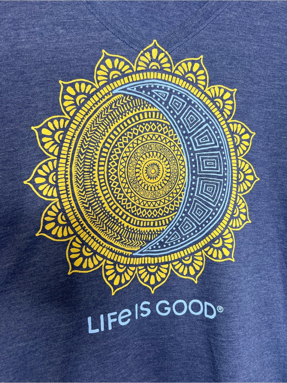 LIFE IS GOOD Celestial Sun and Moon V Neck Cool Tee size Medium - Picture 6 of 7